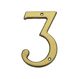 National Hardware V1902 Series N207-191 House Number, Character 3, 3-1/2 in W x 6 in H Character, Brass Character