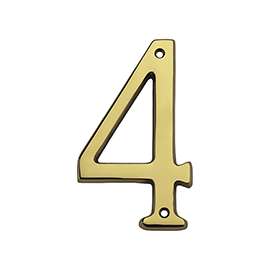 National Hardware V1902 Series N207-209 House Number, Character 4, 3.38 in W x 6 in H Character, Brass Character