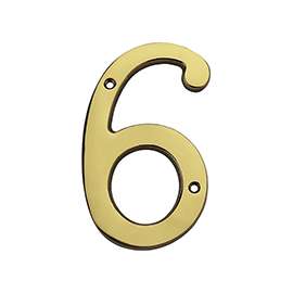 National Hardware V1902 Series N207-225 House Number, Character 6, 3.36 in W x 6 in H Character, Brass Character