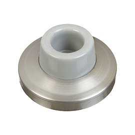 National Hardware N326-983 Door Stop, 2.34 in Dia Base, 1 in Projection, Brass/Rubber, Satin Nickel