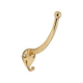 National Hardware V1964 Series N198-135 Garment Hook, 75 lb Weight Capacity, 2-Hook, Brass