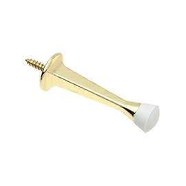 National Hardware N330-803 Door Stop, 1 in Dia Base, 3 in Projection, Zinc, Brass