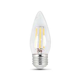 Feit Electric BPETC25/827/LED/2 LED Lamp, 120 V, 2.5 W, Medium E26, Torpedo Tip Lamp, Soft White Light