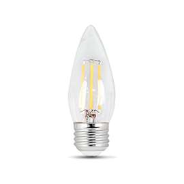 Feit Electric BPETC40/827/LED/2 LED Lamp, 120 V, 4.5 W, Medium E26, Torpedo Tip Lamp, Soft White Light