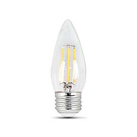 Feit Electric BPETC60/827/LED/2 LED Lamp, 120 V, 5.5 W, Medium E26, Torpedo Tip Lamp, Soft White Light