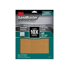 3M SandBlaster 20060-G-4 Sandpaper, 60-Grit, Coarse, Synthetic Mineral