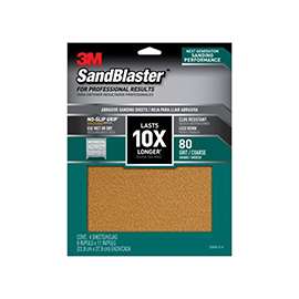 3M SandBlaster 20080-G-4 Sandpaper, 80-Grit, Coarse, Aluminum Oxide