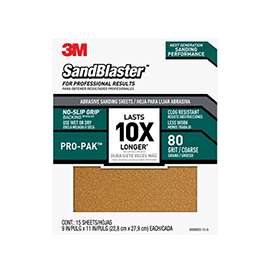 3M SandBlaster 30080ES-15-G Sandpaper, 80-Grit, Coarse, Aluminum Oxide, Green