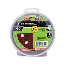 Gator 4345 Random Orbit Sanding Disc, 60-Grit, Coarse Grade, Aluminum Oxide, 5 in Dia