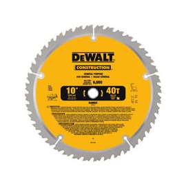 DeWALT DW3114 Saw Blade, 10 in Dia, Carbide Cutting Edge, 5/8 in Arbor, Carbide