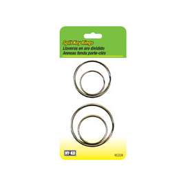 Hy-Ko Assorted Split Key Ring, Steel, Silver