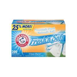 ARM & HAMMER Fresh'n Soft 14997 Dryer Sheet, Clean Burst