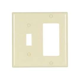 Eaton Wiring Devices 2153LA-BOX Combination, Standard Wallplate, 2-Gang, Thermoset, Light Almond