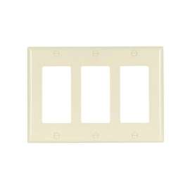 Eaton Cooper Wiring 2163 Series 2163LA-BOX Standard-Size Wallplate, 3-Gang, Thermoset, Light Almond