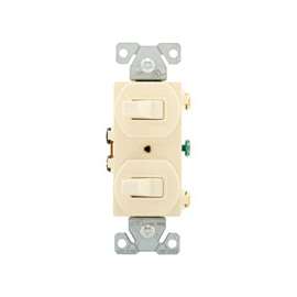 Eaton Wiring Devices 271LA Combination Toggle Switch, 120/277 V, Strap Mounting, Steel, Light Almond