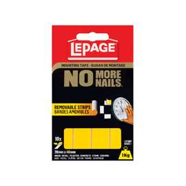 LePage No More Nails 1873073 Removable Strips Mounting Tape, 40 mm L, 20 mm W, White
