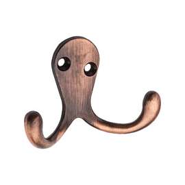 National Hardware Double Cloth Hook, 35 lb, Zinc Die-Cast, Antique Bronze