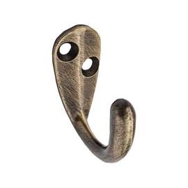 National Hardware Single Cloth Hook, 35 lb, Zinc Die-Cast, Antique Brass