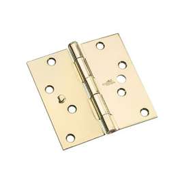 National Hardware N830-401 Door Hinge, 55 lb, 10 Holes, Steel, Bright Brass