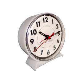 WESTCLOX 15550 Loud Bell Alarm Clock, Analog, Plastic, White, 5.31 in H x 4.56 in W