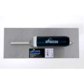 MARKSON Square Notch Trowel with Soft Grip Handle, High Carbon Steel, Ideal for Cement, Concrete, Masonry Tile Installation 1/16 x 1/16