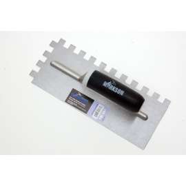 Soft Grip Handle High Carbon Steel Finishing Trowel, Square Notch 1/2" x 1/2
