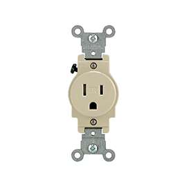 Leviton 132-T5015-00I Single Receptacle, 15 A, Ivory