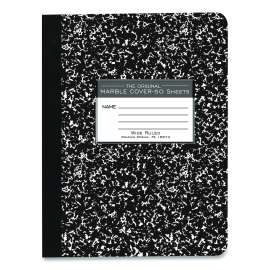 Marble Cover Composition Book, Taped Binding, Wide/Legal Rule, Black Marble Cover, (50) 9.75 x 7.5 Sheets
