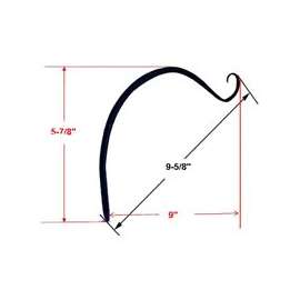Landscapers Select Curved Forged Hanging Plant Hook, 9 In L 5-7/8 In H, Powder Coated, Matte Black