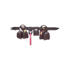 Kunys AP401 Deluxe Component Contractor Apron, 11 Pockets, 3 in W Belt, Leather