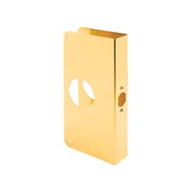 Prime-Line U 9547 Lock and Door Reinforcer, 2-3/8 in Backset, 1-3/8 in Thick Door, Brass