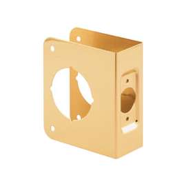 Prime-Line U 9543 Lock and Door Reinforcer, 2-3/8 in Backset, 1-3/8 in Thick Door, Brass