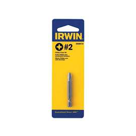 IRWIN 3520251C Power Bit, #2 Drive, Phillips Drive, 1/4 in Shank, Hex Shank, S2 Steel