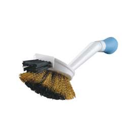 Quickie HomePro 123-3/72 Pot Scourer Brush, Brass/Nylon Fiber Bristle, Polypropylene Handle, Light Blue/White