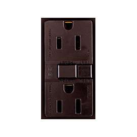 Eaton Wiring Devices SGF15B Duplex GFCI Receptacle, 15 A, 2-Pole, 5-15R, Brown