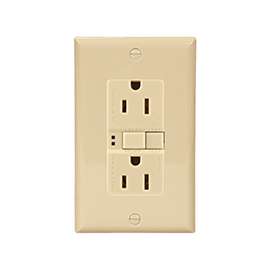 Eaton Wiring Devices SGF15V-SP Duplex GFCI Receptacle, 15 A, 2-Pole, 5-15R, Ivory