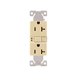 Eaton Wiring Devices SGF20V Duplex GFCI Receptacle, 20 A, 2-Pole, 5-20R, Ivory