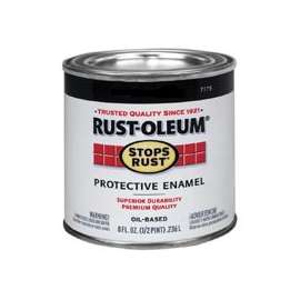 RUST-OLEUM STOPS RUST 7777730 Protective Enamel, Black, Satin, 0.5 pt Can