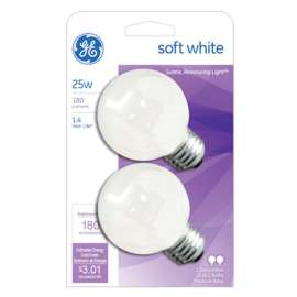 GE 2PK 25W Globe Lamp