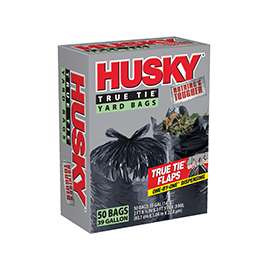 HUSKY HK39WC050B Trash Bag, 39 gal Capacity, Twist Tie Closure, Polyethylene, Black