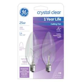 GE2PK 25W Ceil Fan Bulb