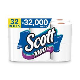 1000 Bathroom Tissue, Septic Safe, 1-Ply, White, 1,000 Sheet/Roll, 32 Rolls/Carton