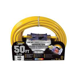 PowerZone Pro Sjtow Extension Cord, 14/3, 50 Ft