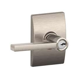 Schlage Latitude F51A VLAT619CEN Entry Lever Lockset with Century Trim, Keyed Different Key, 2 Grade, Satin Nickel