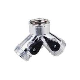 Landscapers Select Garden Hose Connectors, Y With Shut-Off - Metal