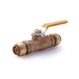 SharkBite 22222-0000LF Ball Valve, 1/2 in Push-Fit x 1/2 in Push-Fit, 2 Ports/Ways, Brass