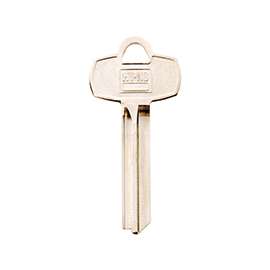Hy-Ko 11010BE2 Key Blank, 2.26 in L x 1.02 in W, Brass, Nickel Plated