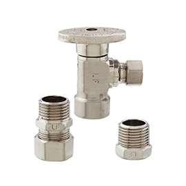 Keeney K2048ABNLF Supply Line Valve, 1/2 x 3/8 in Compression x FIP, Brass, Brushed Nickel