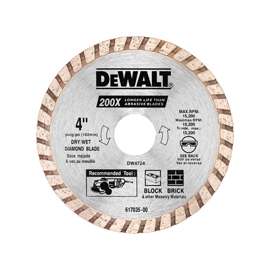 DeWALT DW4724 Circular Turbo Blade, 7/8 in Arbor, Diamond Cutting Edge