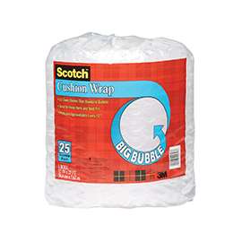 Scotch BB7912-25 Perforated Bubble Cushion Wrap, 25 ft L, 500 mil Thick, Clear